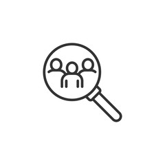 Search job vacancy icon in flat style. Loupe career vector illustration on white isolated background. Find people employer business concept.