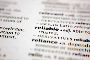 Word or phrase reliable in a dictionary.