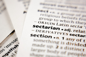 Word or phrase sectarian in a dictionary.