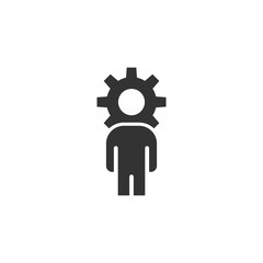 People with gear icon in flat style. Person cogwheel vector illustration on white isolated background. Teamwork business concept.