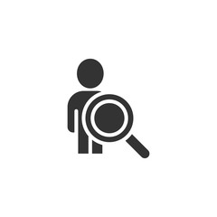 Search job vacancy icon in flat style. Loupe career vector illustration on white isolated background. Find people employer business concept.