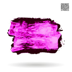 Purple brush stroke and texture. Grunge vector abstract hand - painted element. Underline and border design.