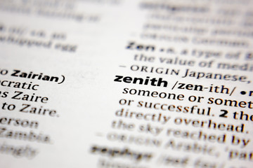 Word or phrase zenith in a dictionary.