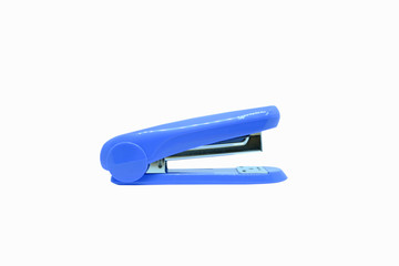 Blue stapler isolated on a white background with clipping path.