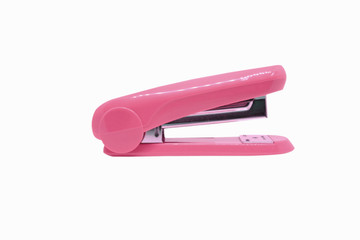 Pink stapler isolated on a white background with clipping path.