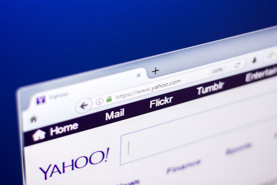 Ryazan, Russia - March 01, 2018 - Homepage of Yahoo.com on the display of PC.