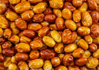 Silverberry fruits close-up. Elaeagnus fruits.