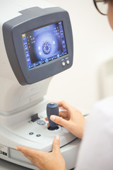 Girl checks eyesight