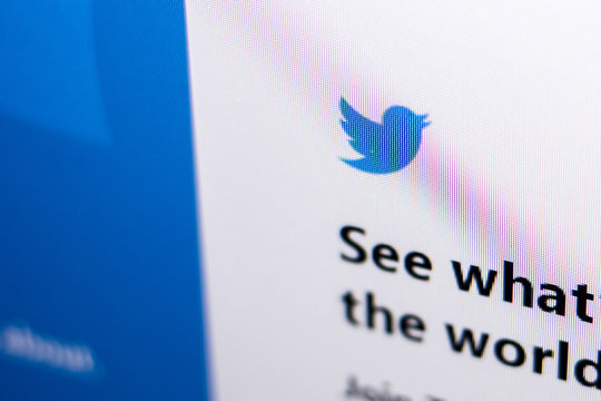 Ryazan, Russia - March 01, 2018 - Official page of Twitter on a display of PC, web adress - twitter.com