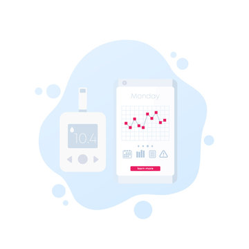 Glucose Levels Chart In App And Glucometer, Vector