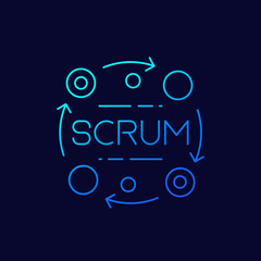Scrum process thin line icon