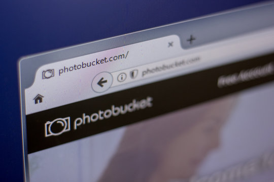 Ryazan, Russia - March 01, 2018 - Homepage of Photobucket service on a display of PC, web url - photobucket.com