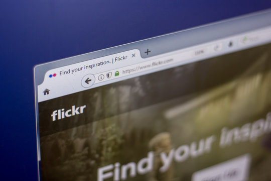 Ryazan, Russia - March 01, 2018 - Homepage of Flickr site on a display of PC, web url - flickr.com