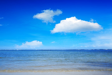 Caribbean sea and clouds sky. Travel background.