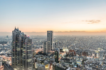 Fototapeta premium 東京都新宿区西新宿にある東京都庁から見た東京の夕景