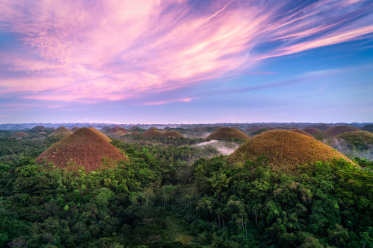 sunset Chocolate hills Bohol Philippines
