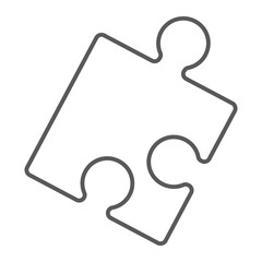 Puzzle thin line icon, business and jigsaw, solution sign, vector graphics, a linear pattern on a white background, eps 10.