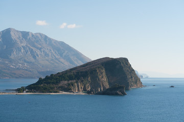 Fototapeta na wymiar The island of St. Nicholas near the town of Budva on the Adriatic Sea.