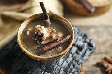 Braised pork ribs with cinnamon and star anise..