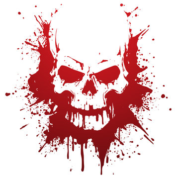 Skull in blood stains illustration