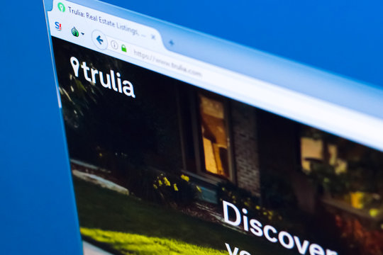 Ryazan, Russia - March 28, 2018 - Homepage of Trulia website on the display of PC, web address - trulia.com.