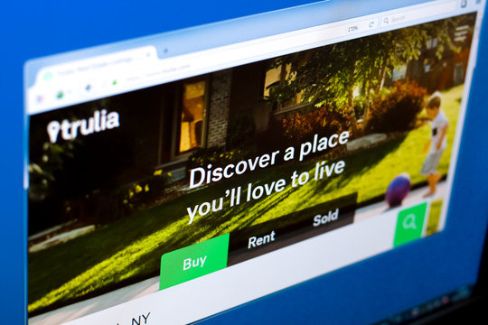 Ryazan, Russia - March 28, 2018 - Homepage of Trulia website on the display of PC, web address - trulia.com.