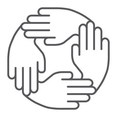 Obraz premium Teamwork thin line icon, business and team, partnership sign, vector graphics, a linear pattern on a white background, eps 10.