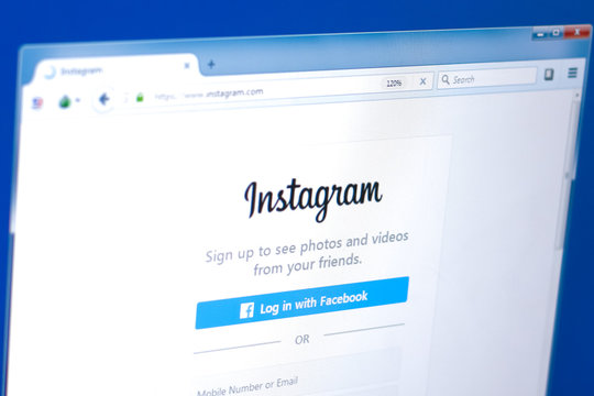 Ryazan, Russia - March 28, 2018 - Homepage of Instagram on the display of PC, web address - instagram.com.