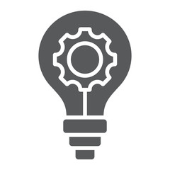 Idea Development glyph icon, business and development, bulb light with cogwheel sign, vector graphics, a solid pattern on a white background, eps 10.