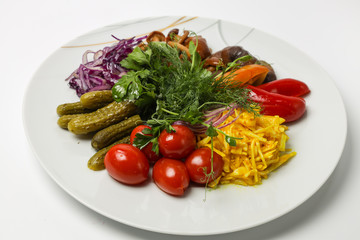 fresh salad with tomatoes and cucumbers