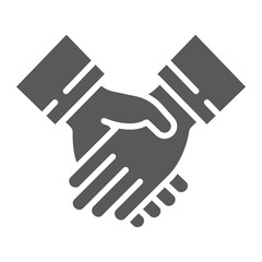 Obraz premium Handshake glyph icon, business and deal, partnership sign, vector graphics, a solid pattern on a white background, eps 10.