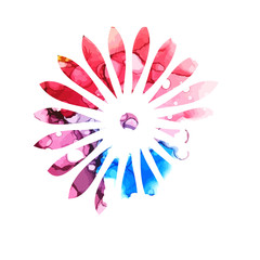 A multi-colored simple flower. Mixed media. Vector illustration