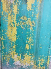 Blue grunge wall. Contemporary closeup for lifestyle design. Wallpaper pattern. Old dirty wall texture. Design template.