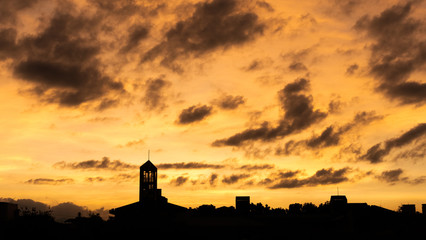 sunset landscape with dramatic clouds