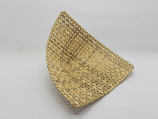 Traditional Ethnic Artistic Brown Wooden Handmade Bamboo Rattan Basket Container Tray for Home...