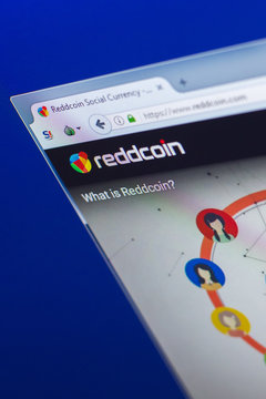 Ryazan, Russia - March 29, 2018 - Homepage of Reddcoin social crypto currency on the display of PC, web - reddcoin.com.