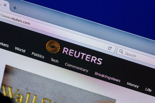 Ryazan, Russia - April 16, 2018 - Homepage of Reuters website on the PC display, url - reuters.com.