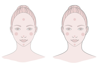 Template head girl in face. Vector illustration