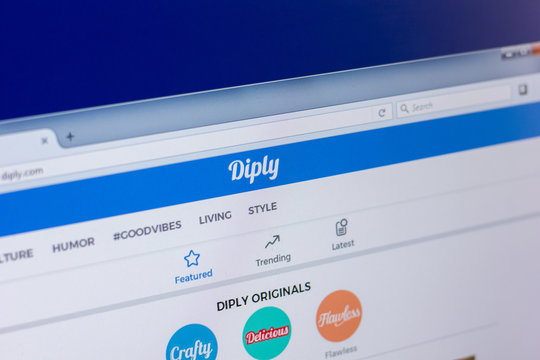 Ryazan, Russia - April 16, 2018 - Homepage of Diply website on the display of PC, url - diply.com.