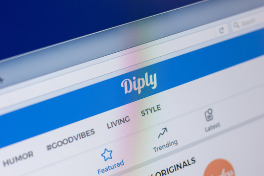 Ryazan, Russia - April 16, 2018 - Homepage of Diply website on the display of PC, url - diply.com.