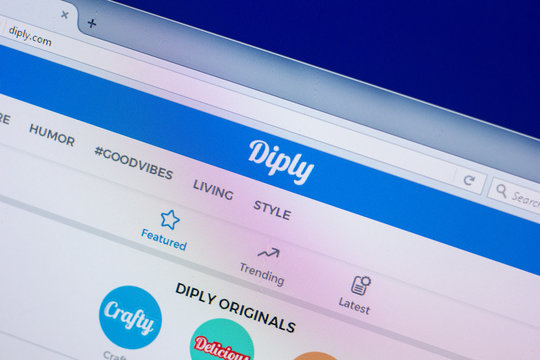 Ryazan, Russia - April 16, 2018 - Homepage of Diply website on the display of PC, url - diply.com.