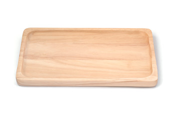 Wooden plate isolated on a white background. 