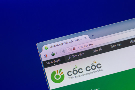 Ryazan, Russia - April 16, 2018 - Homepage of CocCoc website on the display of PC, url - coccoc.com.