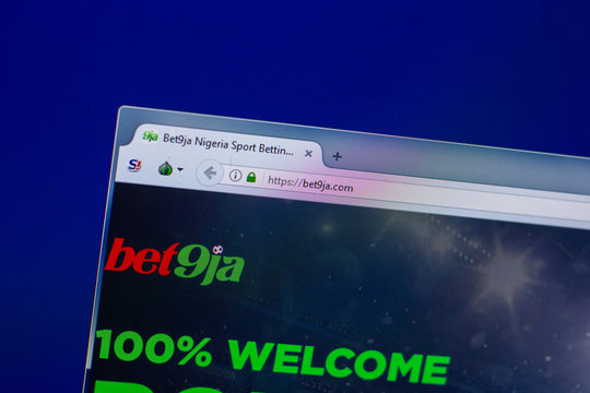 Ryazan, Russia - April 16, 2018 - Homepage of Bet9ja.com on the display of PC.