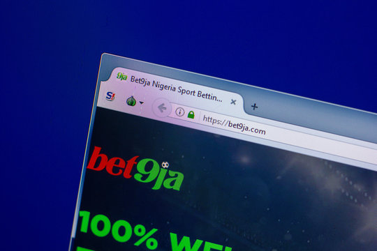Ryazan, Russia - April 16, 2018 - Homepage of Bet9ja.com on the display of PC.