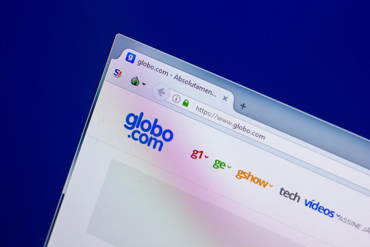 Ryazan, Russia - April 16, 2018 - Homepage of Globo.com website on the display of PC.