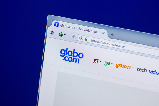 Ryazan, Russia - April 16, 2018 - Homepage of Globo.com website on the display of PC.