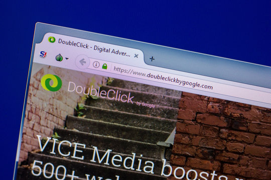 Ryazan, Russia - April 16, 2018 - Homepage of DoubleClick by Google ad service on PC, url - doubleckickbygoogle.com.