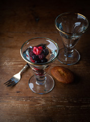 frozen fruit in glass with home made madeleine cakes