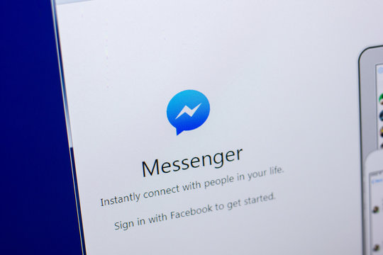 Ryazan, Russia - April 16, 2018 - Homepage of Facebook Messenger on the display of PC, url - messenger.com